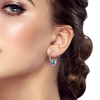 925 Sterling Silver Dangle Hoop Earrings Women; 25mm Length; Mystic Crystal 629