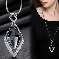 Water Drop Pendant Necklace for Women – Zinc Alloy Statement Sweater Chain 1214