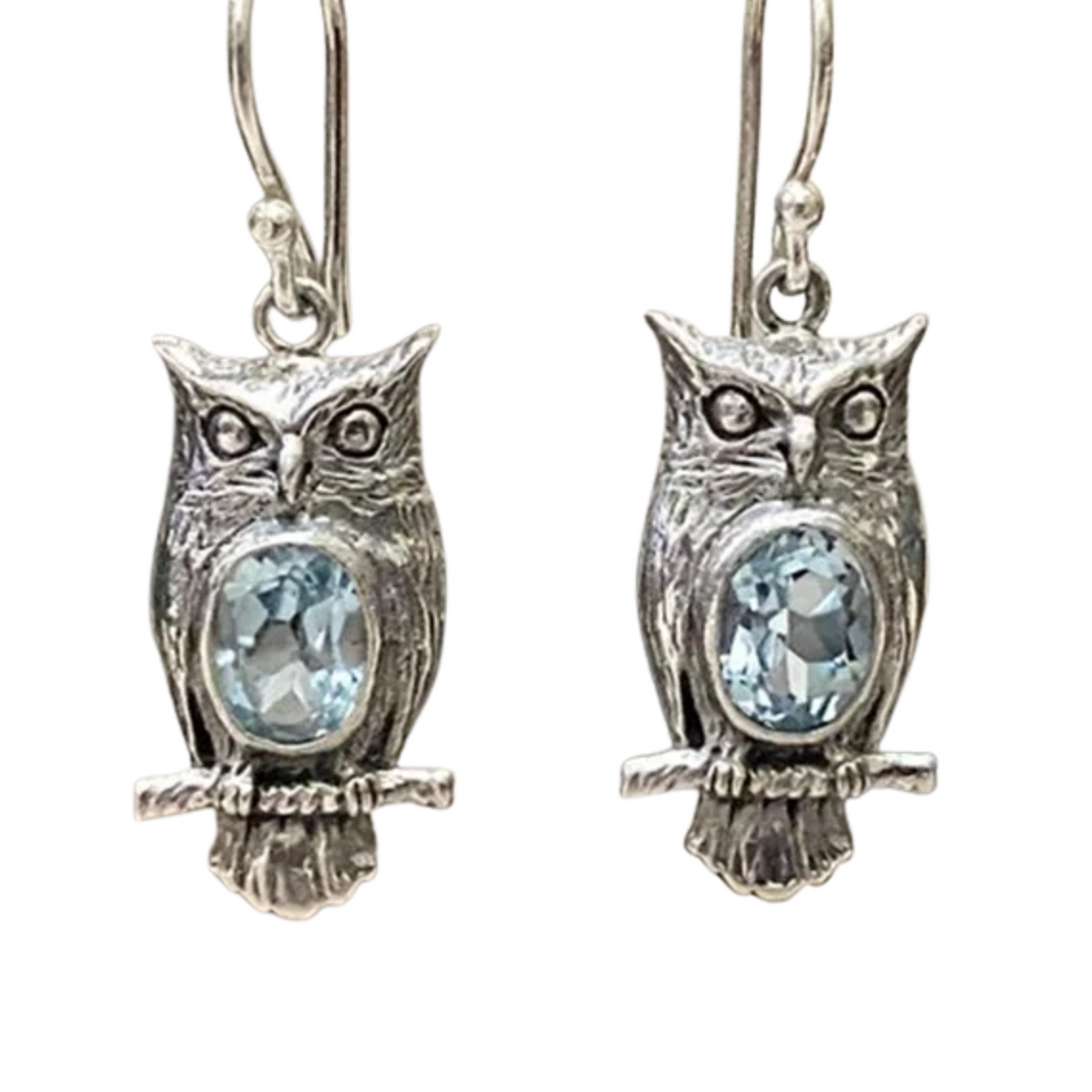 Vintage Owl Dangle Earrings for Women –Zinc Alloy Silver Colour Carved Design B8