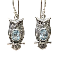 Vintage Owl Dangle Earrings for Women –Zinc Alloy Silver Colour Carved Design B8