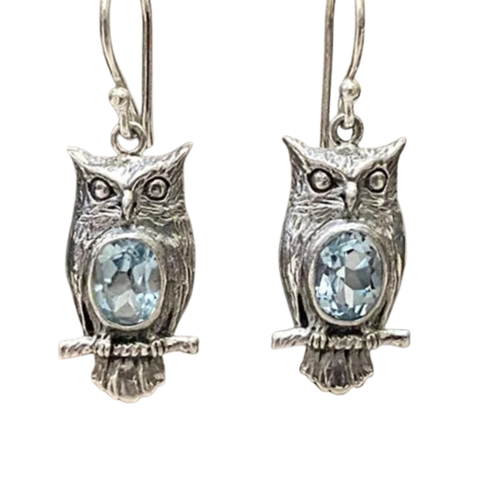 Vintage Owl Dangle Earrings for Women –Zinc Alloy Silver Colour Carved Design B8