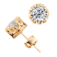 18K Gold-Plated Round Stud Earrings Women - Brilliant Cut Crystal Earrings 313
