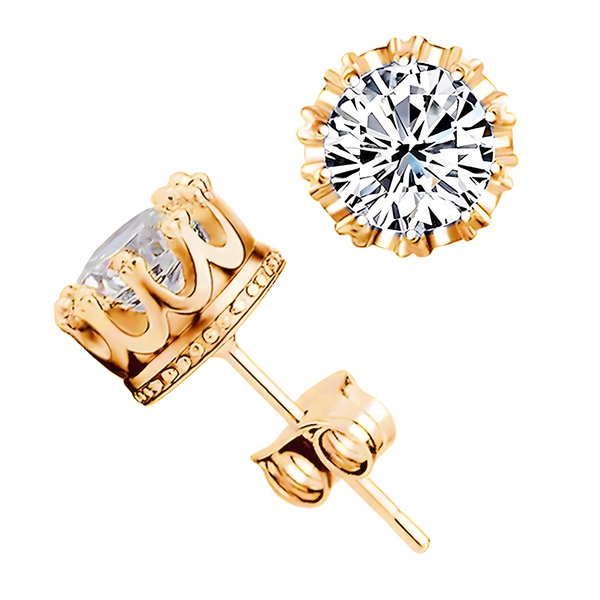 18K Gold-Plated Round Stud Earrings Women - Brilliant Cut Crystal Earrings 313