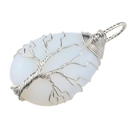Tree of Life Opalite Crystal Pendant Necklace Spiritual Energy Healing Wire 1333