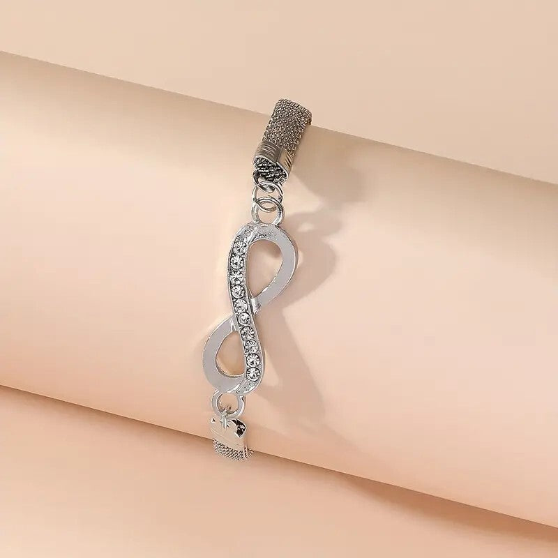 Infinity Symbol Inlaid Rhinestones Bracelet Personality Hand Jewellery 86 UK