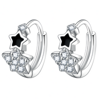 925 Silver-Plated Cute Star Hoop Earrings Women – Copper Alloy 925 Silver 1023