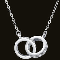 925 Sterling Silver Interlocking Rings Necklace Elegant Zircon Pendant Women 254