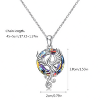 Dazzling Phoenix Bird Crystal Necklace - Silver Tone & Colorful Iridescent B81