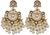 Elegant Bollywood Inspired Gold Kundan Earrings - Traditional Indian Jewelry 227