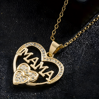 Unified Jewellery Gold "Mama"Heart Pendant Necklace Sparkling Crystal Mother B16