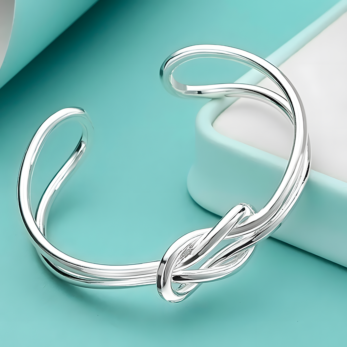 Adjustable Knot Cuff Bracelet for Women, Double Band Open Bangle Infinity 1885