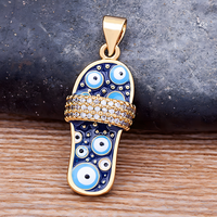 New Trend Enamel Slipper Pendant, Blue Evil Eye Protection Necklace B161