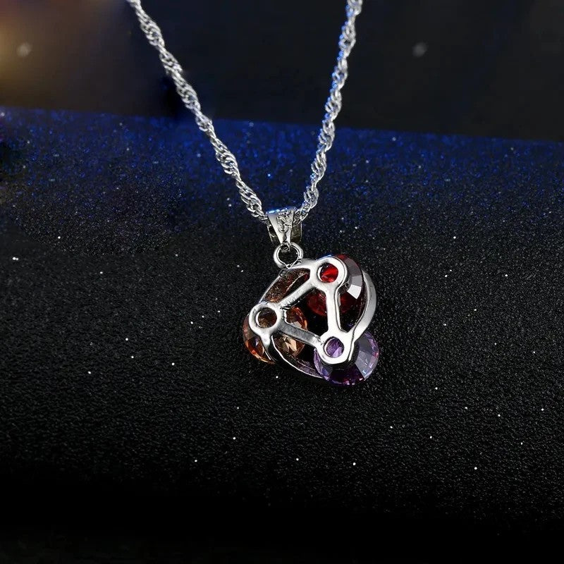 Multicolour Crystal Jewellery Set for Women - Three Stone Swirl Pendant 1808