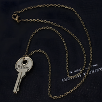 Vintage Believe Key Pendant Necklace -  Zinc Alloy Inspirational Key Charm 1092