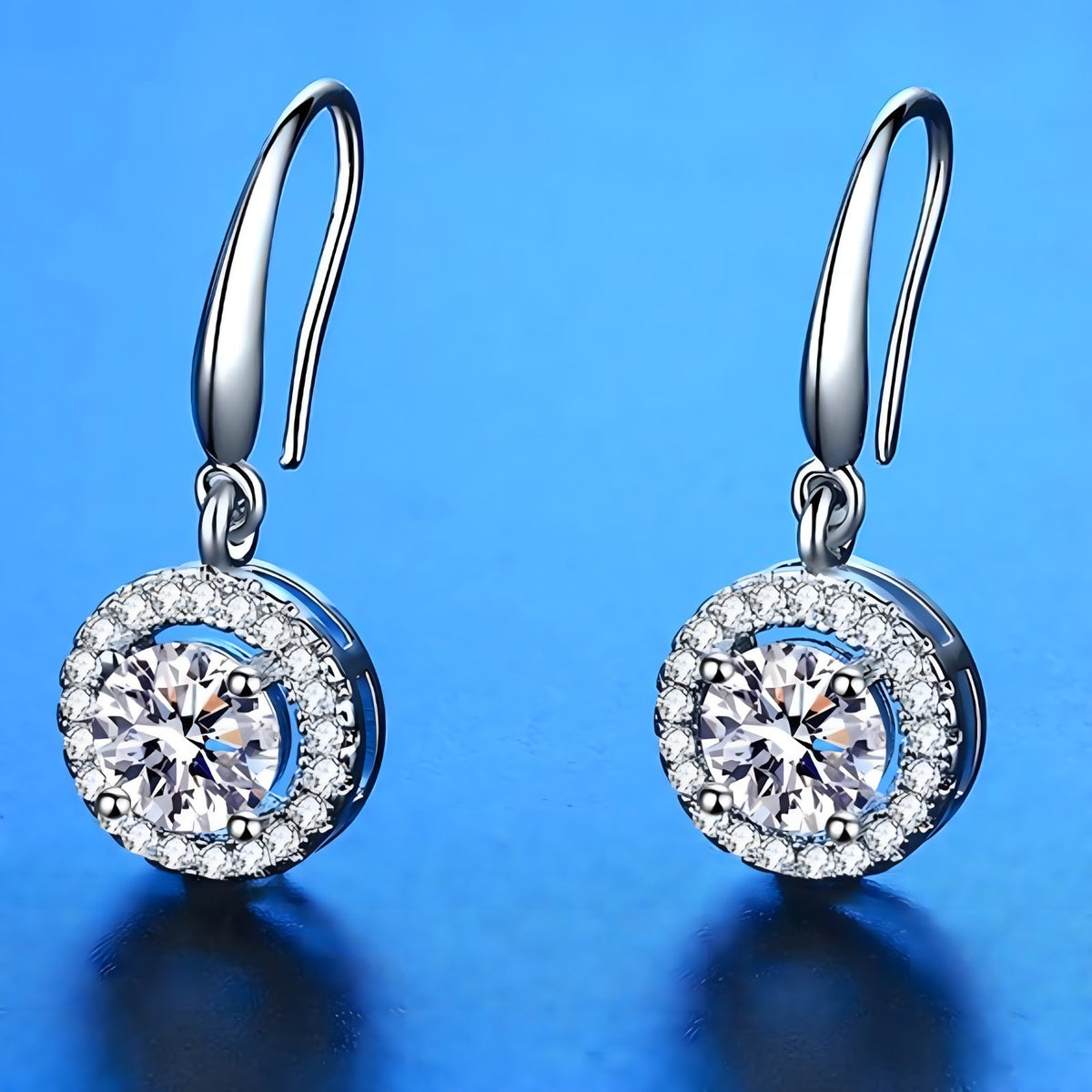 Unified Jewellery Sterling Silver Cubic Zirconia Halo Dangle Earrings 348