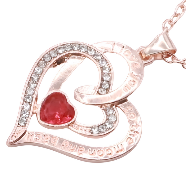 18K Gold Plated Zinc Alloy Crystal Rhinestone Channel Set Heart Statement B308