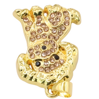 Poodle Dog Pendant Necklace For Women Gold Tone Look Crystal Animal Charm B235