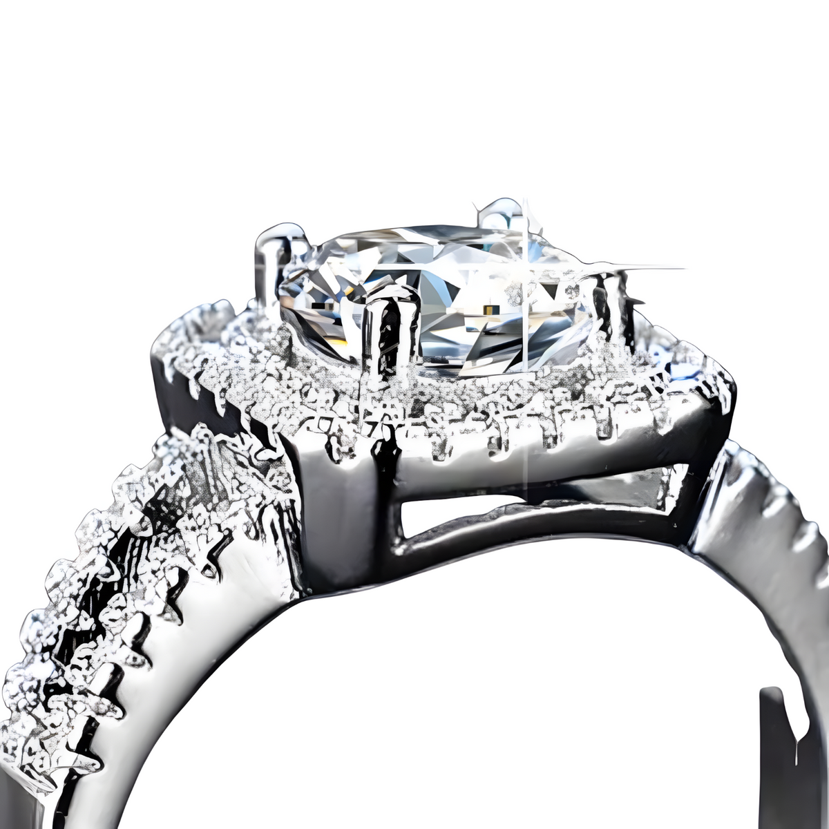Elegant Cushion Cut Halo Engagement Ring for Women Sparkling Crystal 496