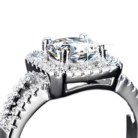Elegant Cushion Cut Halo Engagement Ring for Women Sparkling Crystal 496
