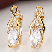 Elegant 18K Gold Colour Hoop Earrings with Zircon Inlay Lightweight, Trendy 729