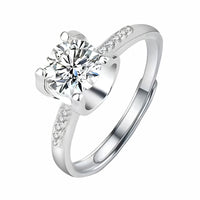 Women's Adjustable Silver Tone Ring Cathedral Band With Shoulder Sparkle 1619