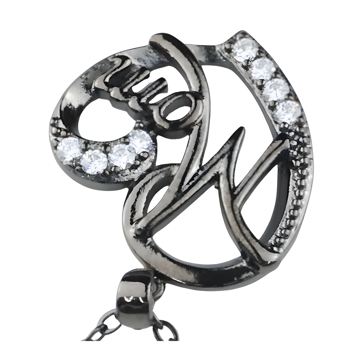 Black Mom Heart Necklace Cubic Zirconia Pendant Link Chain Womens Jewellery 1361