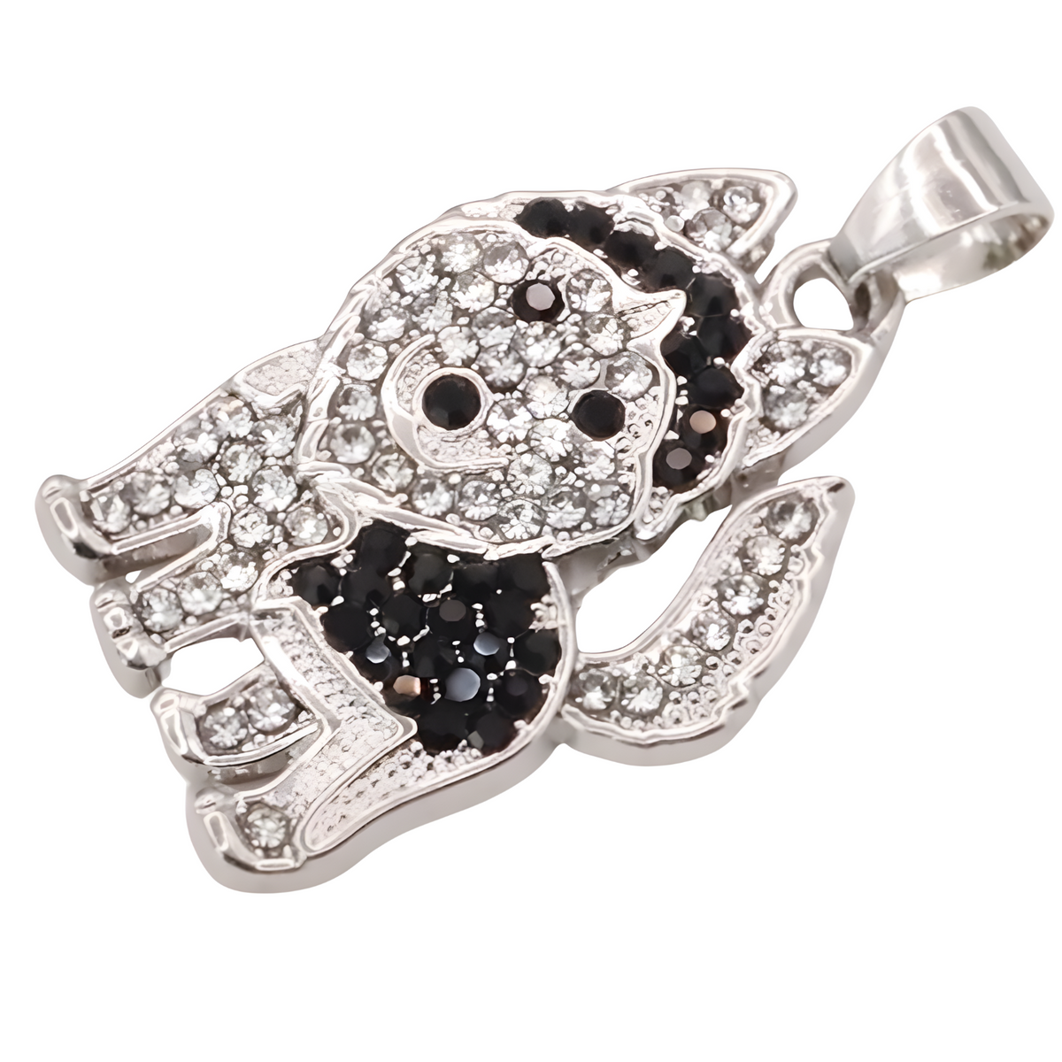 Husky Dog Pendant Necklace For Women Black And Clear Crystal Animal Charm  B232