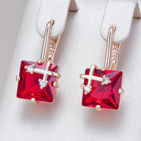 585 Rose Gold Colour Drop Earrings for Women, Copper Metal Cubic Zirconia 1296