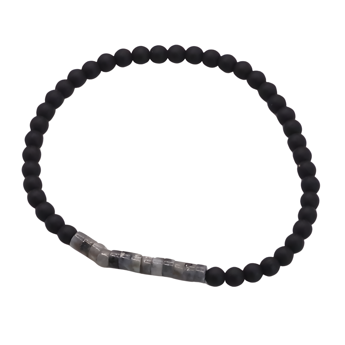 Emperor Onyx and Tiger's Eye Stone Bracelet, Minimalist 4mm Beaded Strand B125