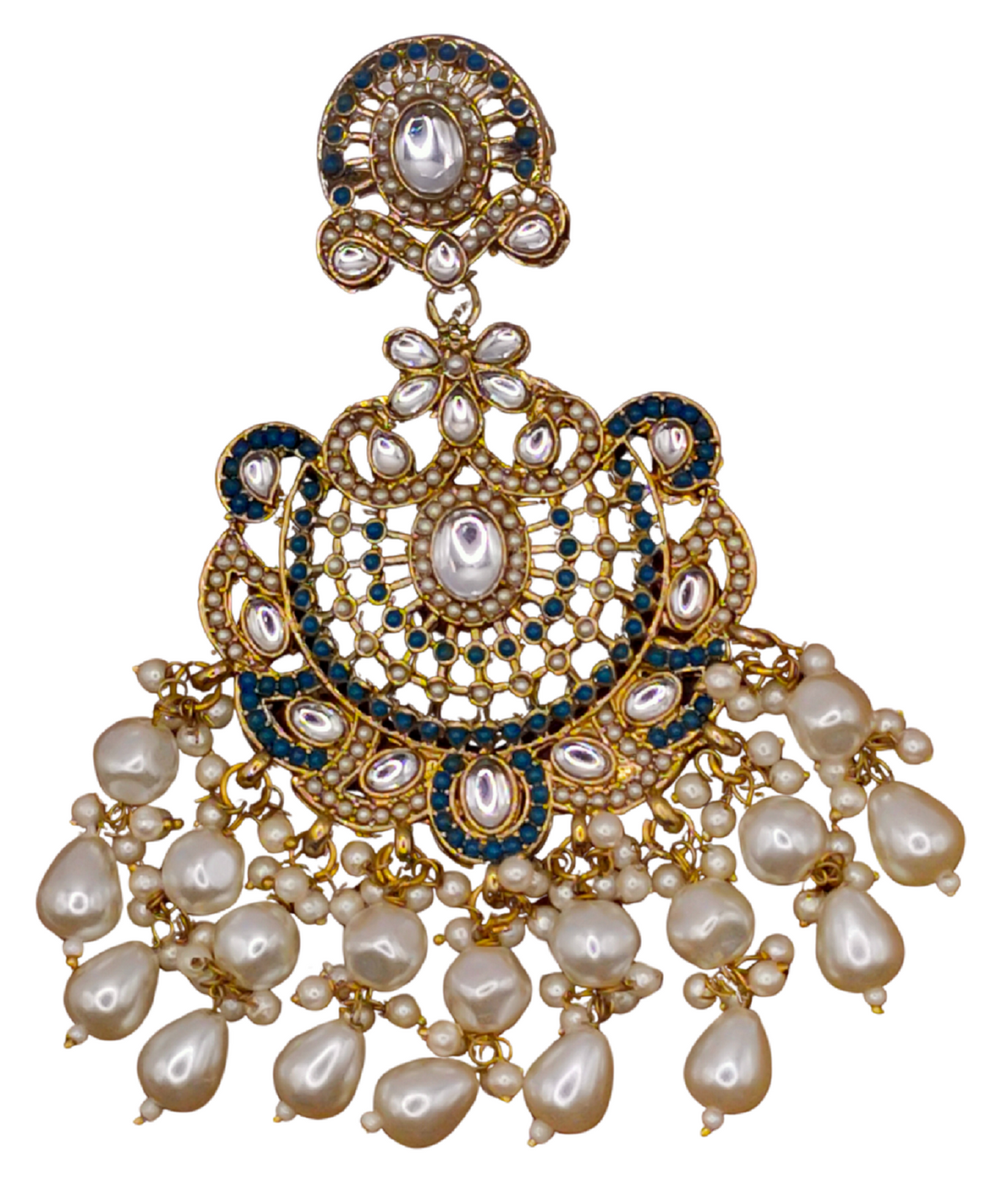 Elegant Bollywood Inspired Gold Kundan Earrings - Traditional Indian Jewelry 189