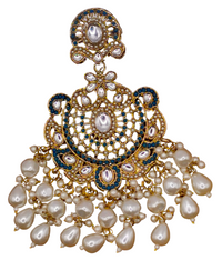 Elegant Bollywood Inspired Gold Kundan Earrings - Traditional Indian Jewelry 189
