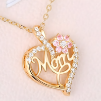 Gold-Tone Alloy Heart Shaped Pendant Necklace for Women – Sparkling Crystal 1121