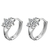 925 Silver-Plated Flower Zircon Hoop Earrings for Women Dainty Floral Huggie 935