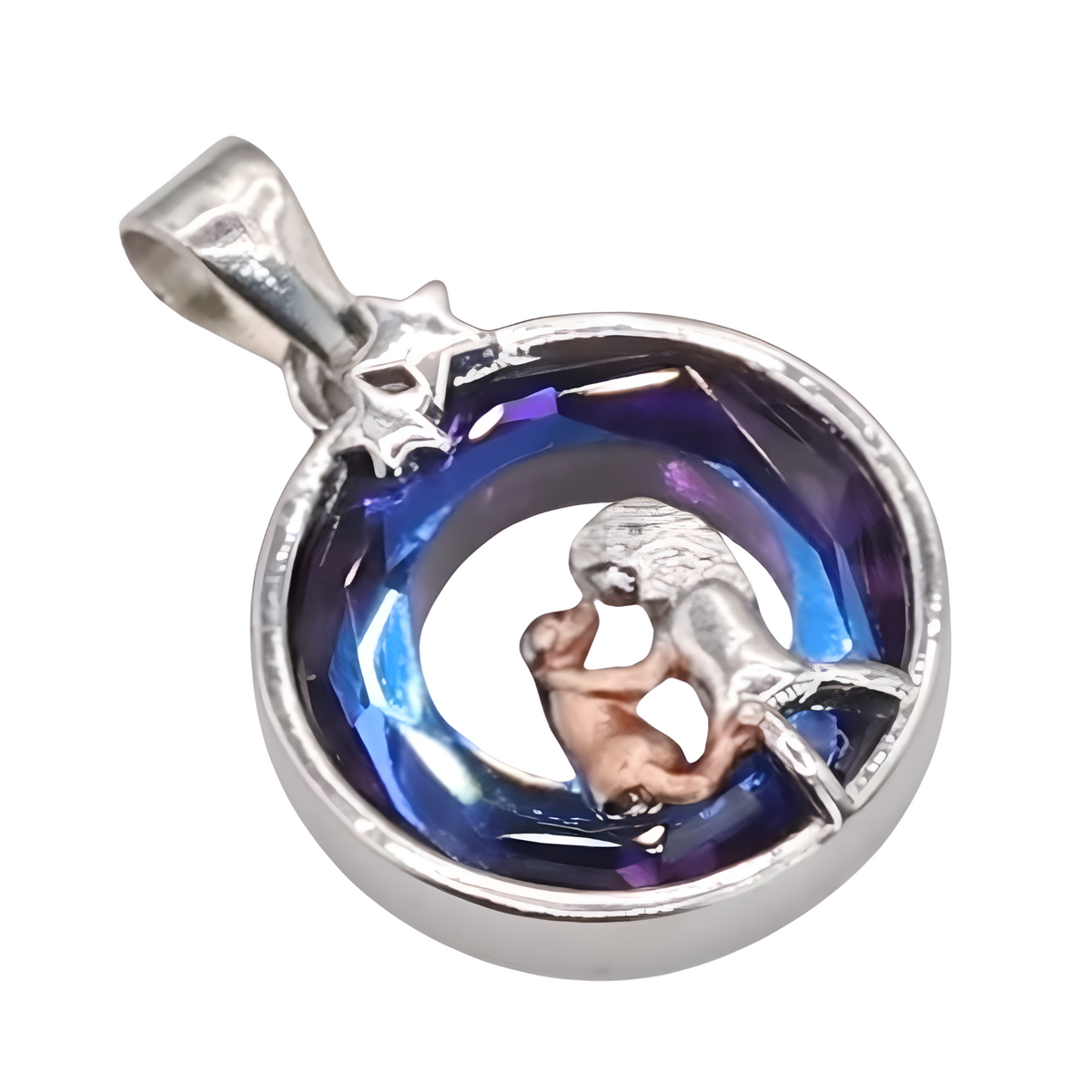 Women's "Owner and Dog" Sterling Silver Necklace, Pet Memorial Jewelry, Dog B138