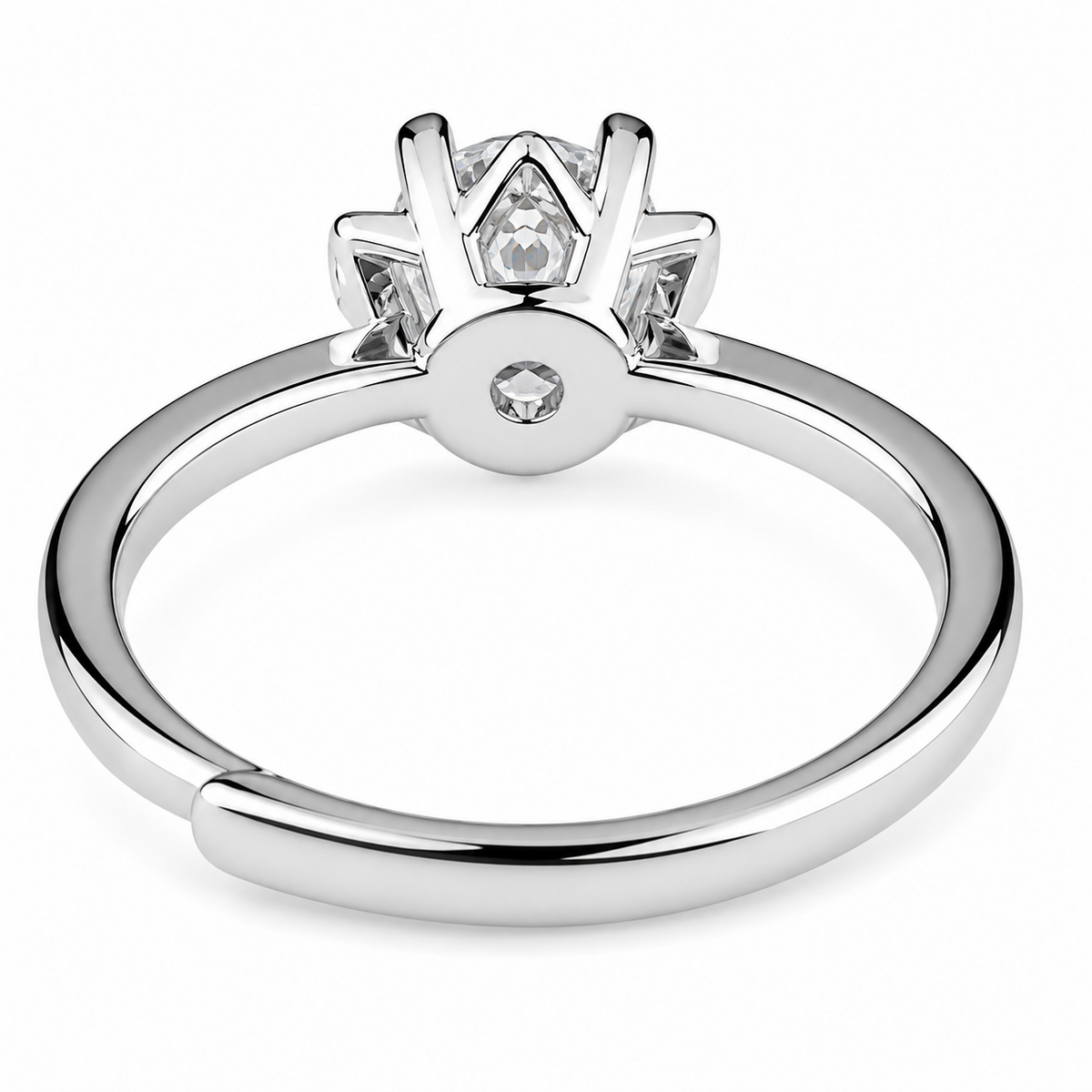 Adjustable Starburst Solitaire Zircon Ring, Round Brilliant Cut Engagement 1625