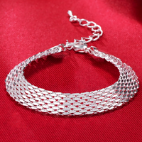 Exquisite Fashion Flat Mesh Weaving Chain Bracelet Hot 925 Sterling 659