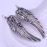 Silver Tone Angel Wing Dangle Earrings Women Feathered Design Hook Earrings B53