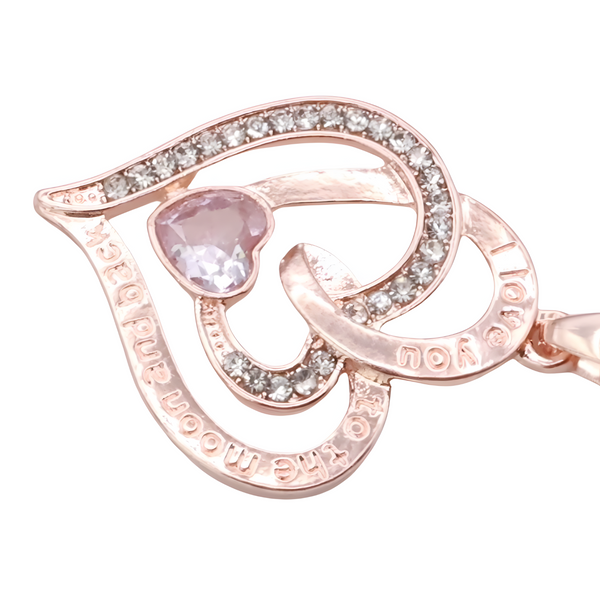 18K Gold Plated Zinc Alloy with Channel-Set Crystal Rhinestones Heart Stone B307