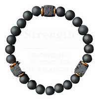 Black Lava Rock & Matte Onyx Bracelet - Premium Gold-Plated Accent Beads - 1449