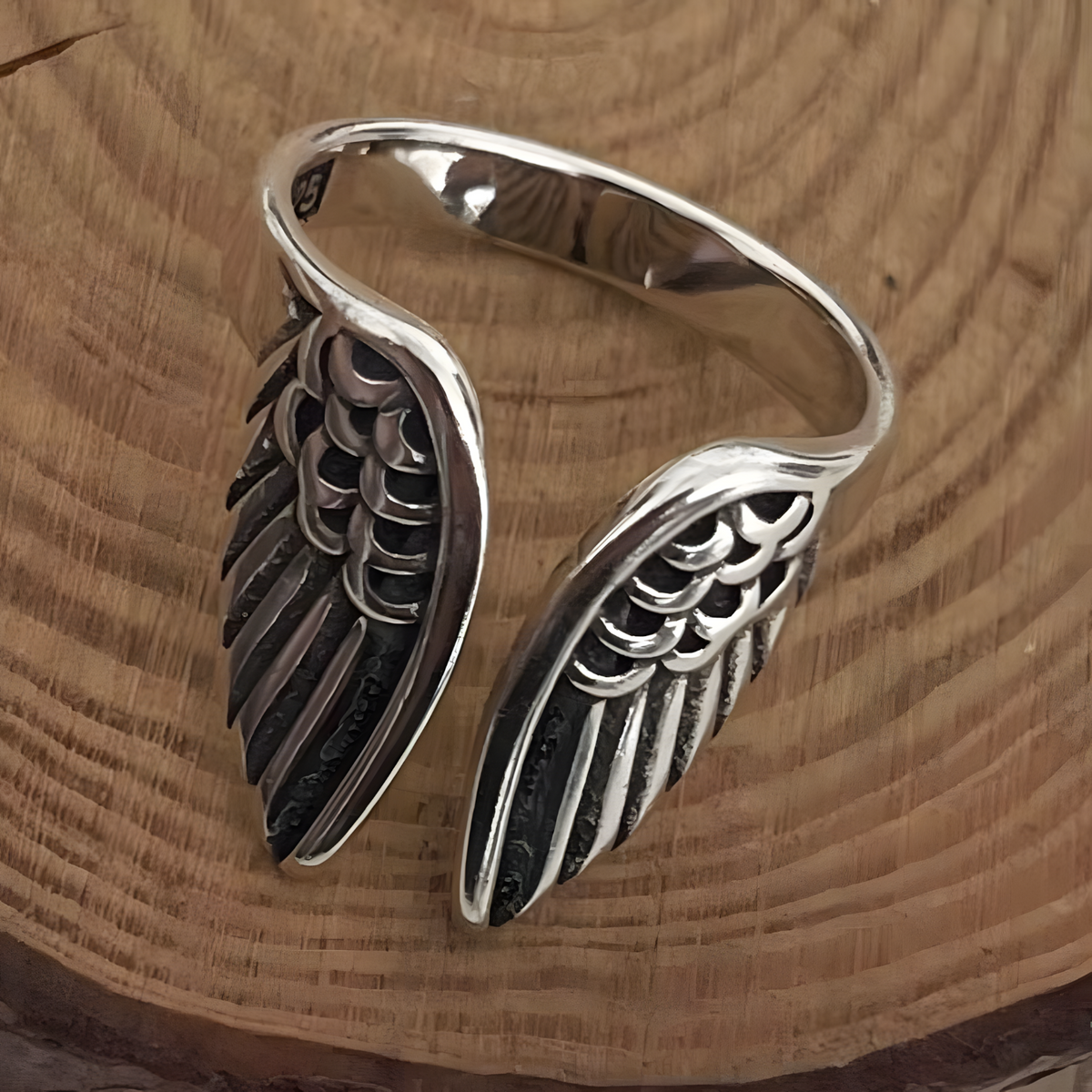 Wing Open Ring For Women Silver-Plated Alloy Resizable Adjustable Band 1476