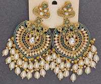 Elegant Bollywood Inspired Gold Kundan Earrings - Traditional Indian Jewelry 228