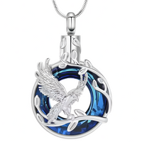 Blue Eagle Pendant Necklace Snake Chain Unisex Religious Pendant Necklace B198