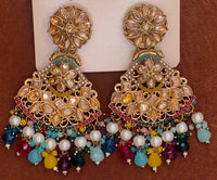 Elegant Bollywood Inspired Gold Kundan Earrings - Traditional Indian Jewelry 200