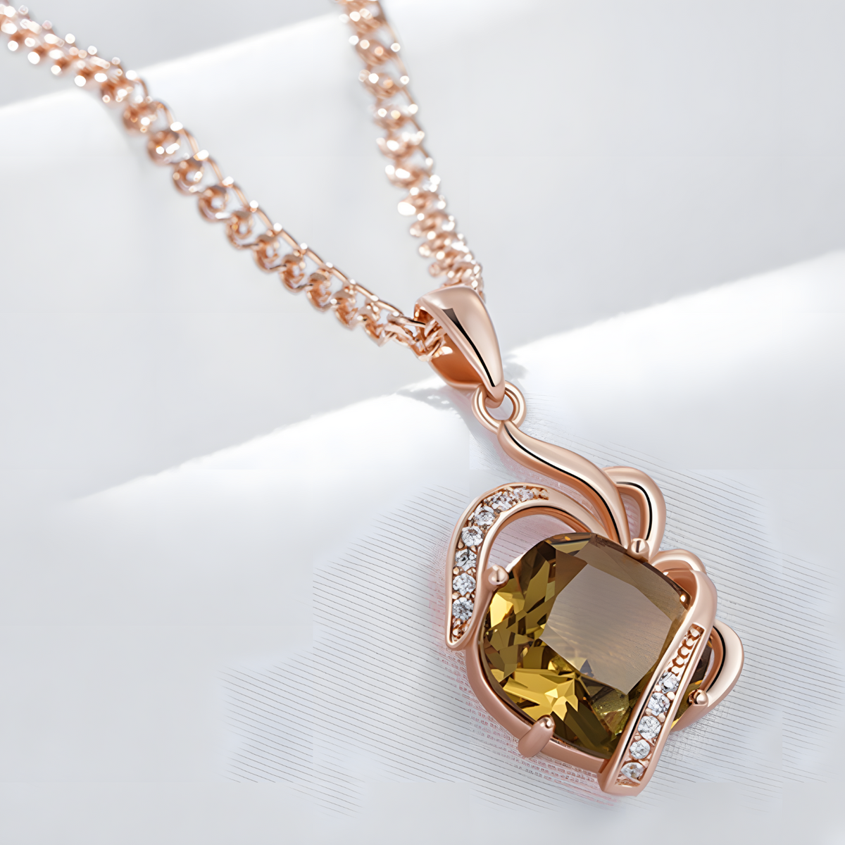 Vintage Geometric Pendant Necklace for Women – Copper Metal 585 Rose Gold 1272