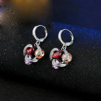 Multicolour Crystal Jewellery Set for Women - Three Stone Swirl Pendant 1808