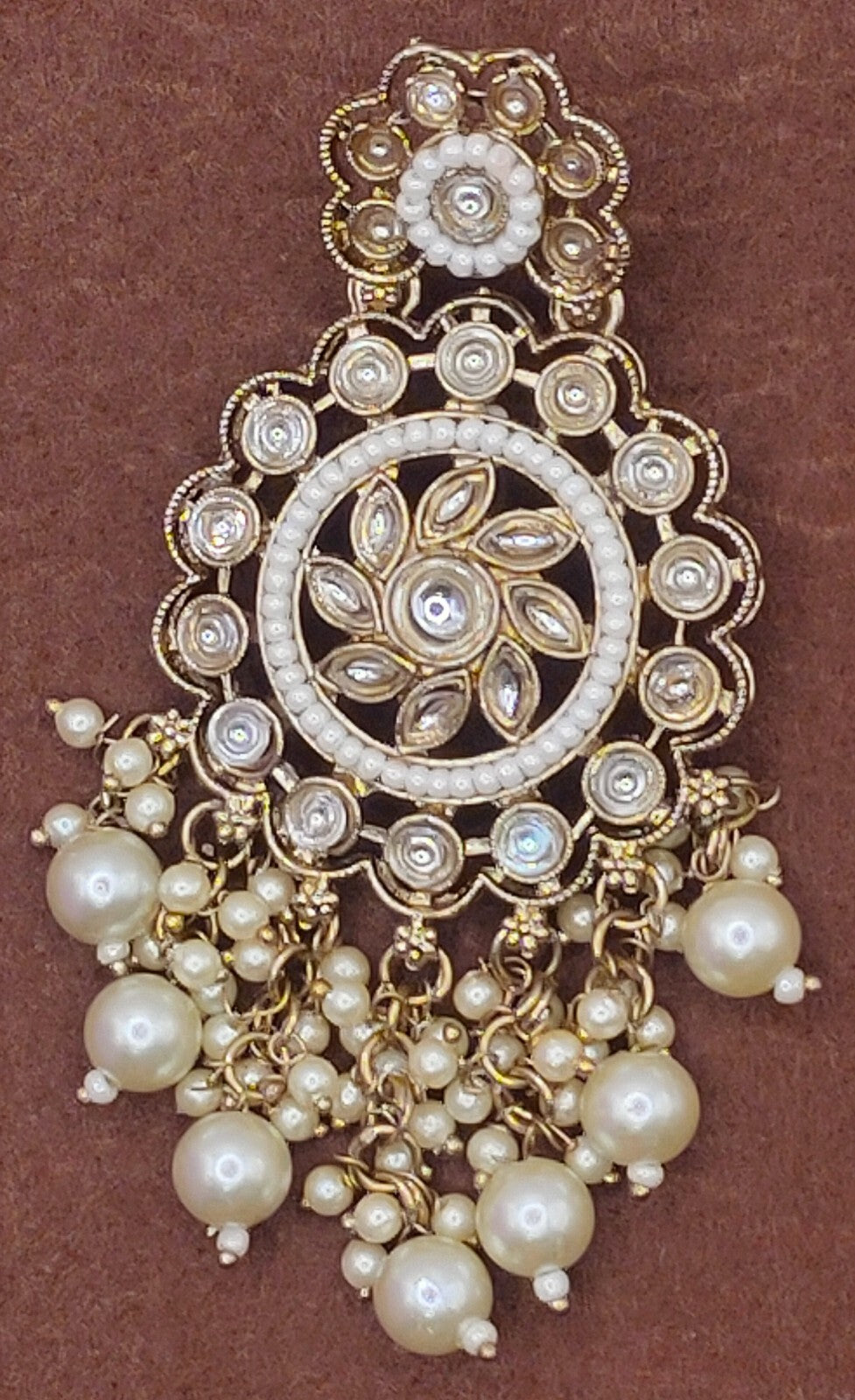 Elegant Bollywood Inspired Gold Kundan Earrings - Traditional Indian Jewelry 193