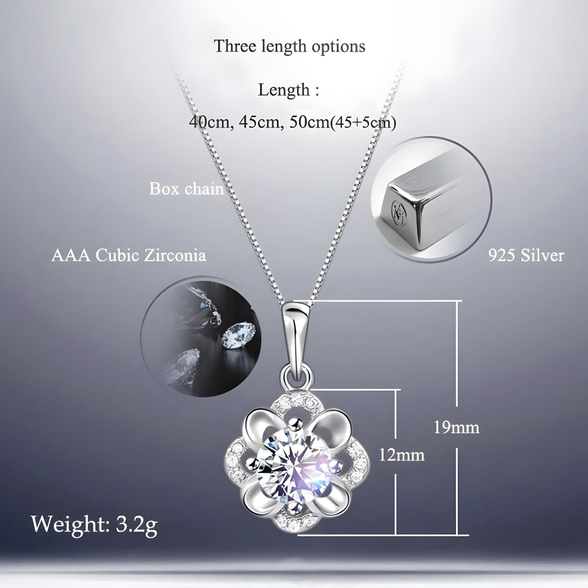 Fashion Party Flowers Rhinestone CZ Pendants Neckalce 925 Sterling Silver 276