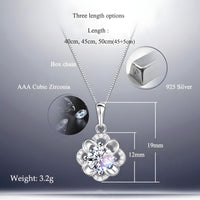 Fashion Party Flowers Rhinestone CZ Pendants Neckalce 925 Sterling Silver 276