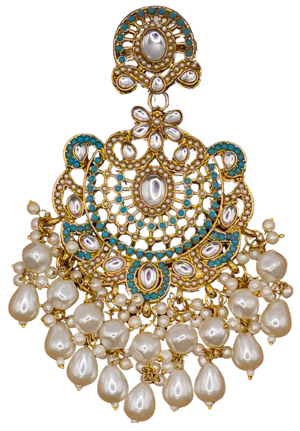 Elegant Bollywood Inspired Gold Kundan Earrings - Traditional Indian Jewelry 221