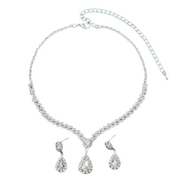 3pcs Earring + Necklace Elegant Jewelry Set Silver Plated Inlaid Waterdrop 96 UK